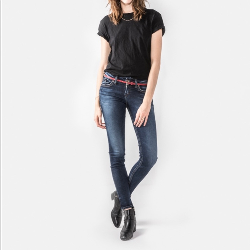 Suki Mid Rise super Skinny Silver Jeans
